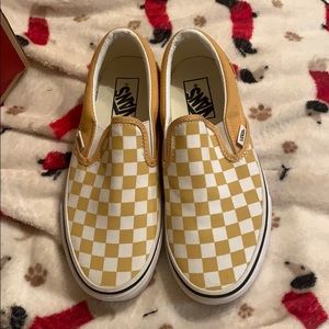 NWOT yellow checkered vans